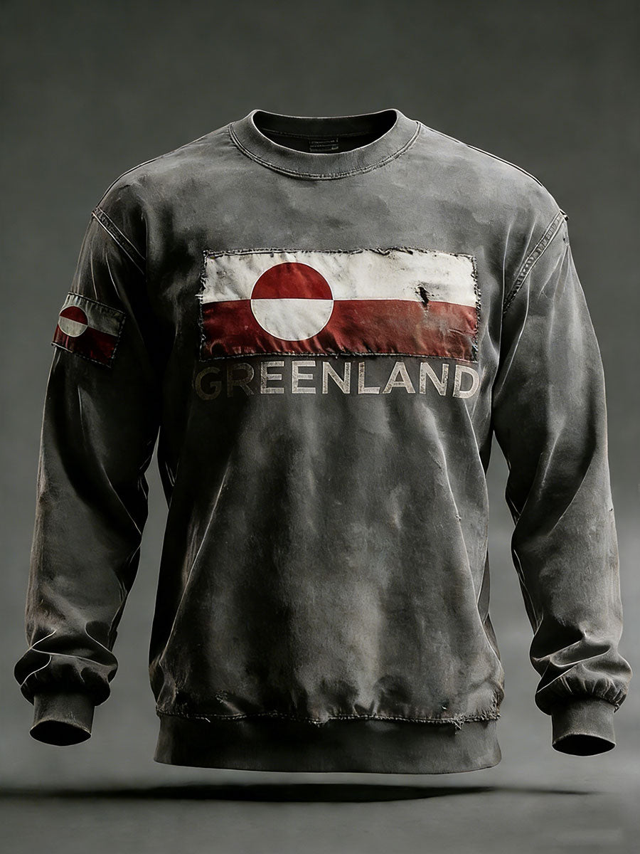 Mænds Grønland Print Casual Sweatshirt