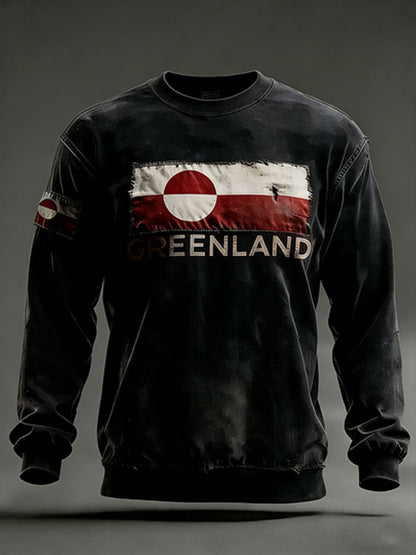 Mænds Grønland Print Casual Sweatshirt