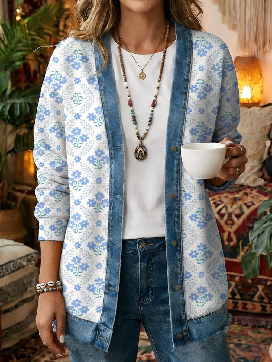 Kvinders Vintage Blomster Print Casual Frakt