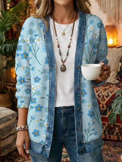Kvinders Vintage Blomster Print Casual Frakt