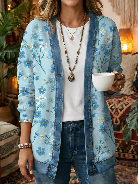 Kvinders Vintage Blomster Print Casual Frakt