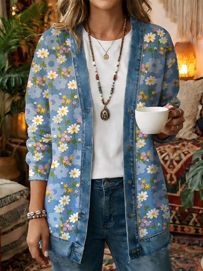 Kvinders Vintage Blomster Print Casual Frakt