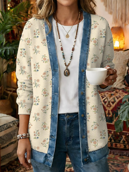 Kvinders Vintage Blomster Print Casual Frakt