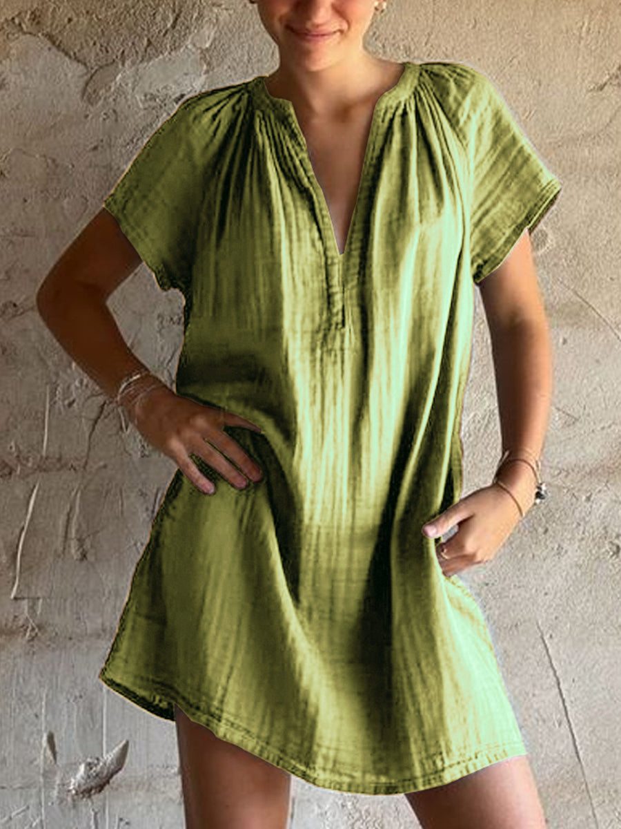 Kvinders Vintage Simple linned kjole