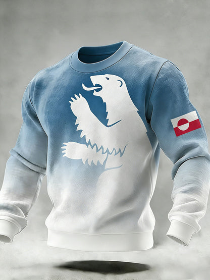 Mænds Grønland Print Casual Sweatshirt