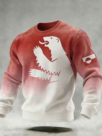 Mænds Grønland Print Casual Sweatshirt