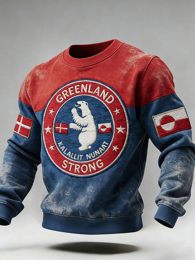 Mænds Grønland Print Casual Sweatshirt