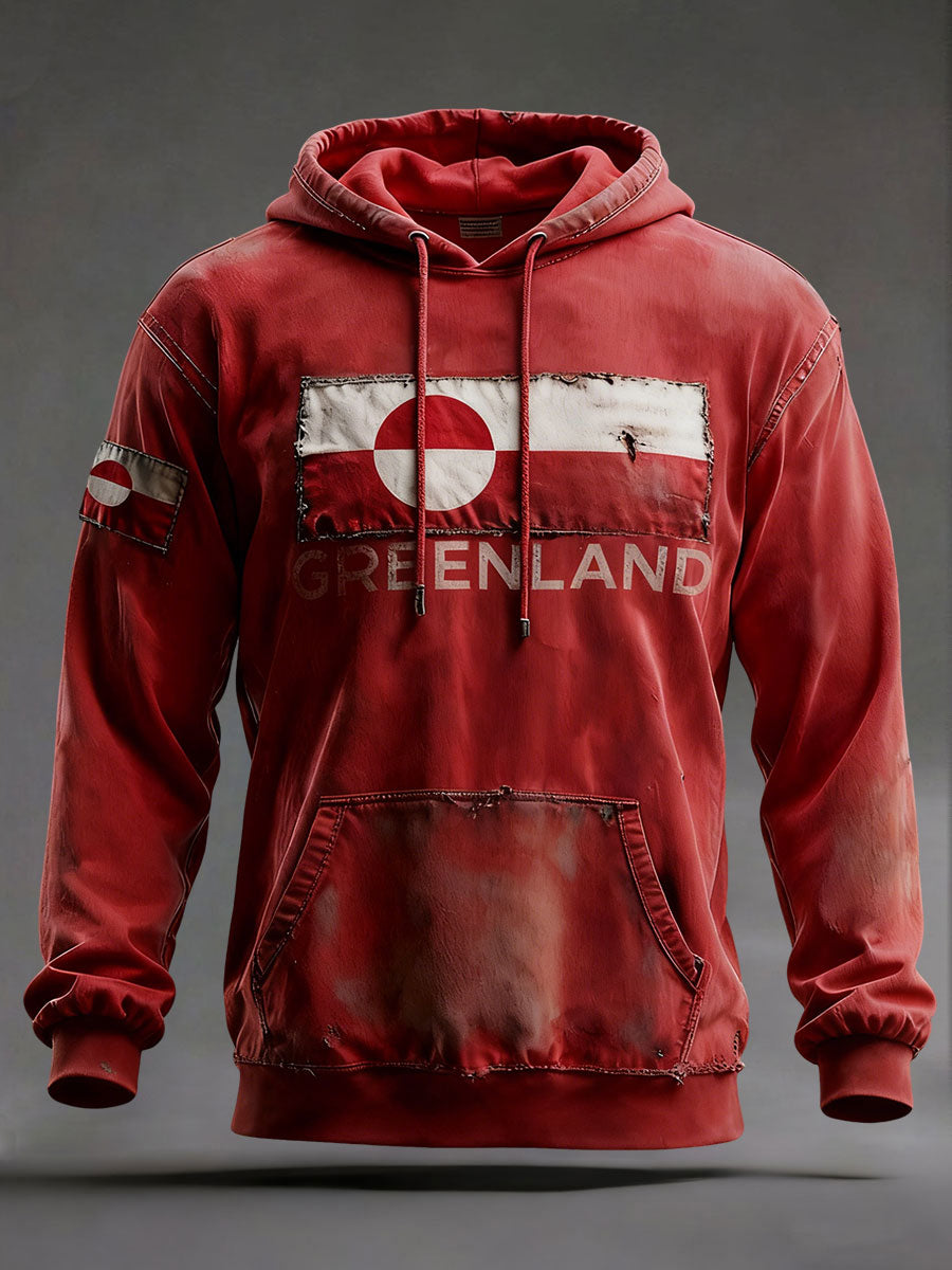 Mænds Grønland Print Casual Hoodies