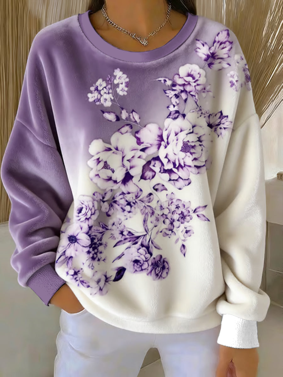 Kvinders lilla kunst Print Casual Flannel sweaterer