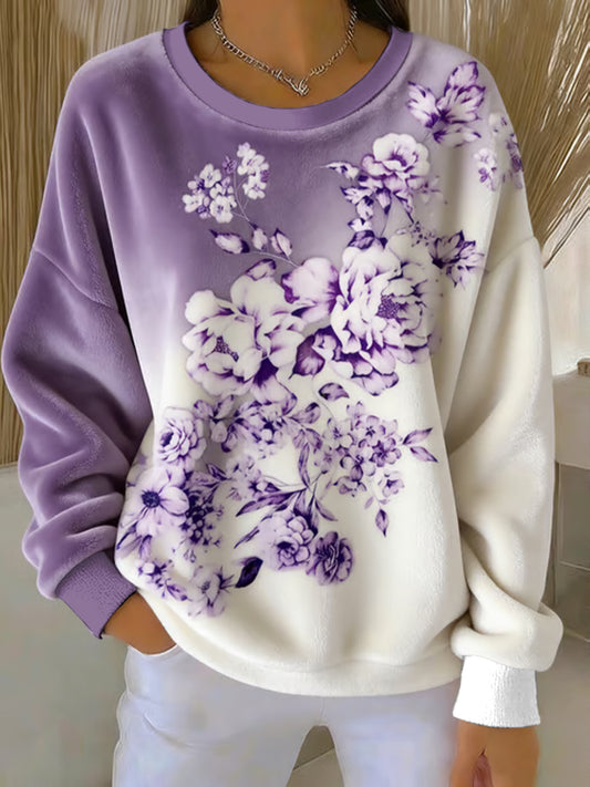 Kvinders lilla kunst Print Casual Flannel sweaterer