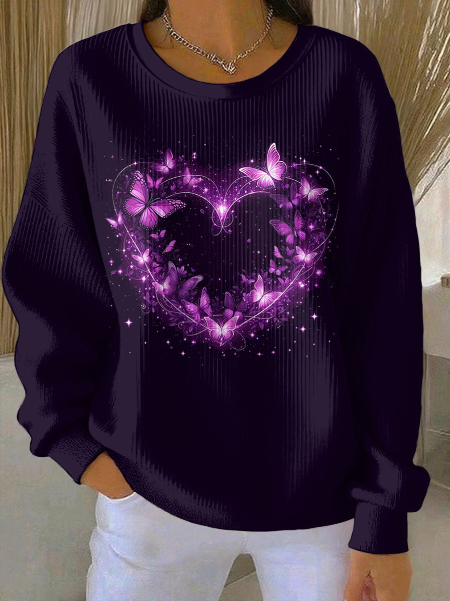 Kvinders lilla kunst Print Casual Sweatshirt