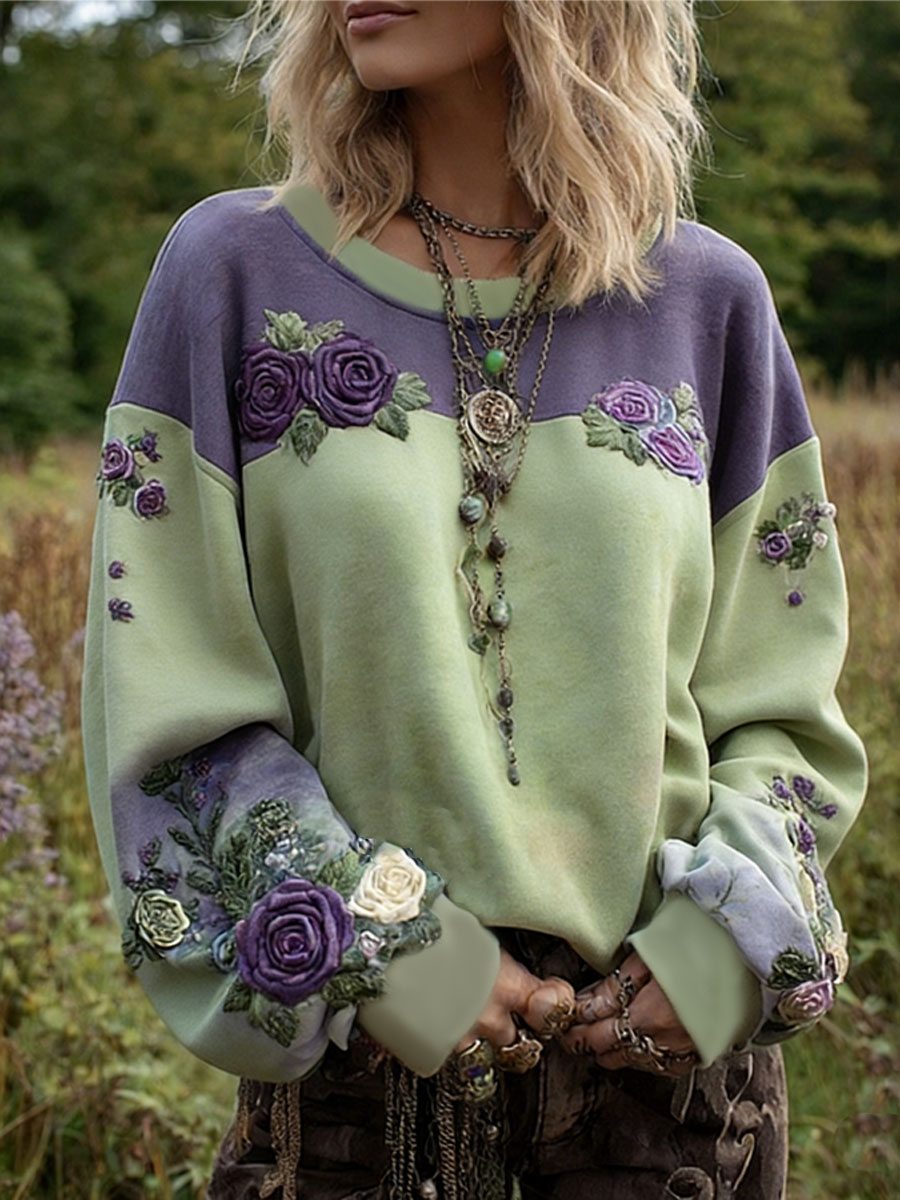 Kvinders blomster Print Regelmæssig Sweatshirt