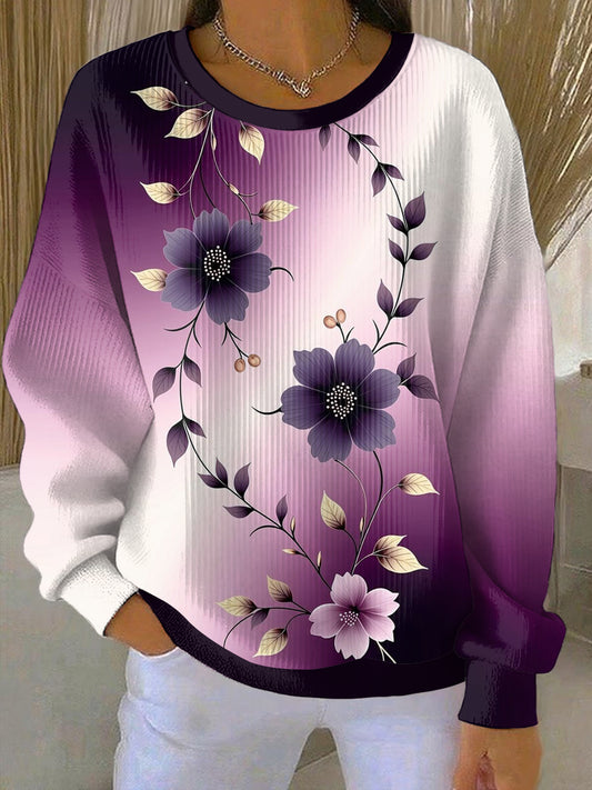 Kvinders lilla kunst Print Casual Sweatshirt