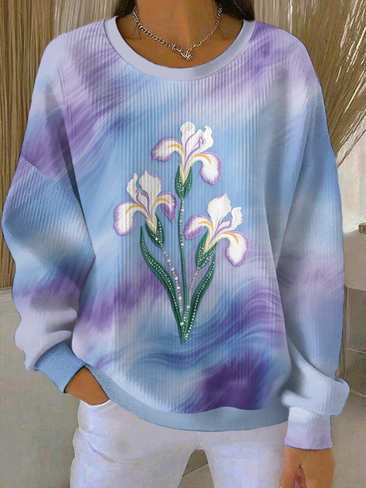 Kvinders lilla kunst Print Casual Sweatshirt