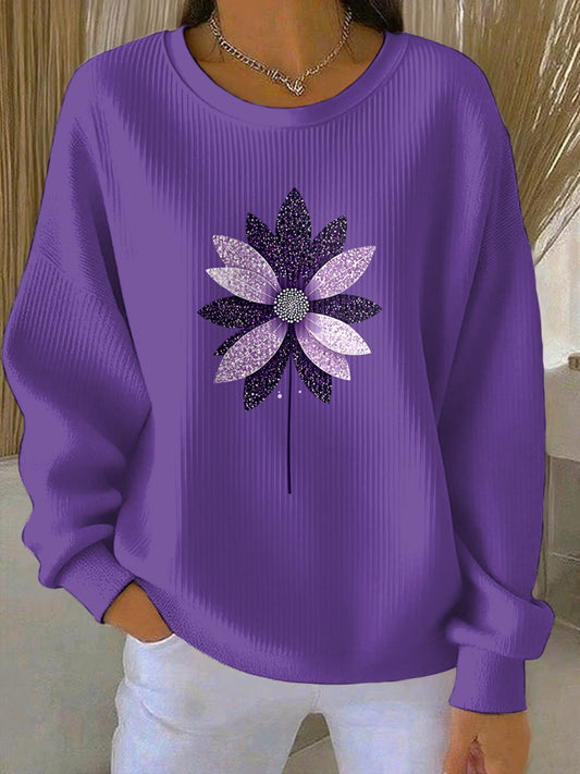 Kvinders lilla kunst Print Casual Sweatshirt