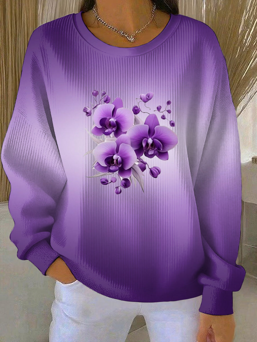 Kvinders lilla kunst Print Casual Sweatshirt