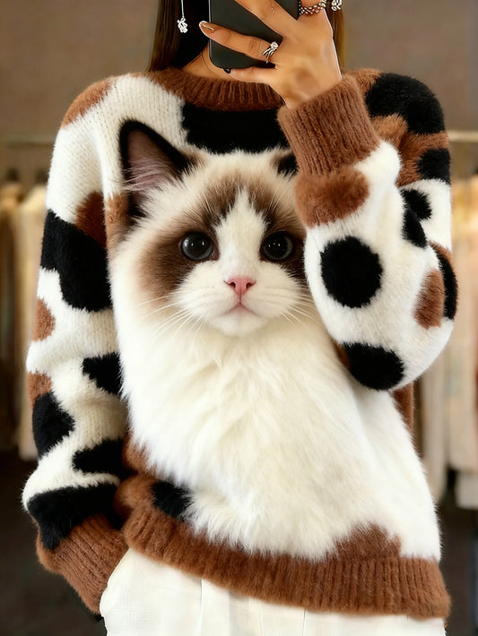 Kvinders Vintage Animal Print Comfort Casual SweaterComment