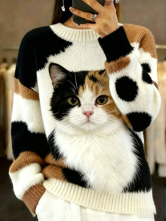 Kvinders Vintage Animal Print Comfort Casual SweaterComment