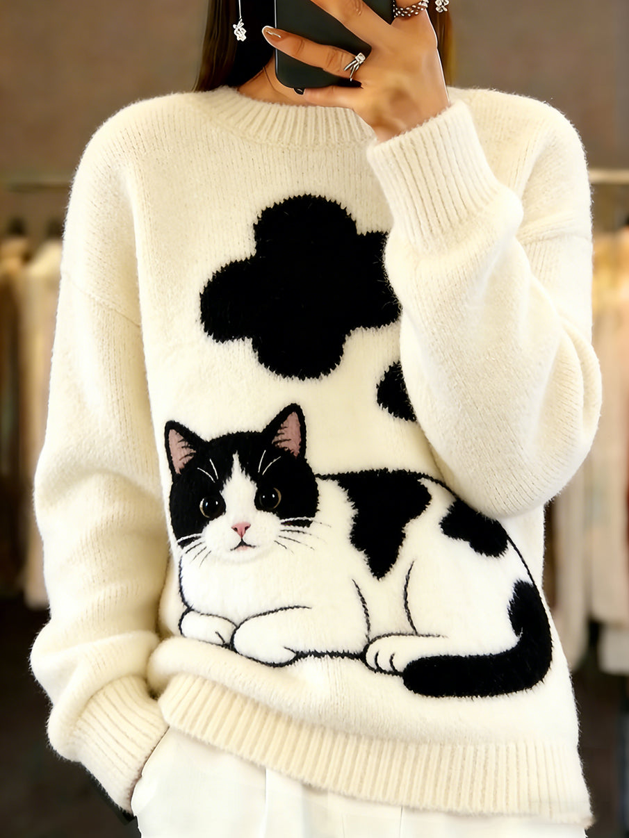 Kvinders Vintage Animal Print Comfort Casual SweaterComment