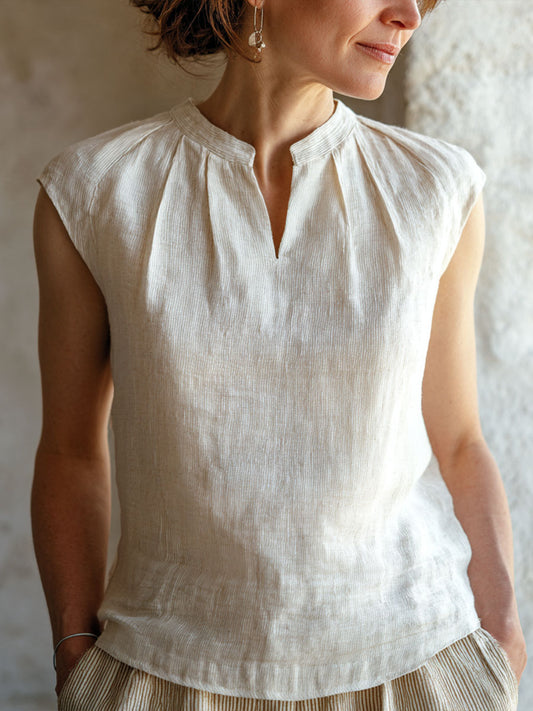 Kvinders enkle solid farve Linen skjorte