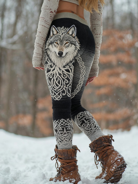 Kvinders Viking Wolf Træ af livsmønster hyggelige Leggings