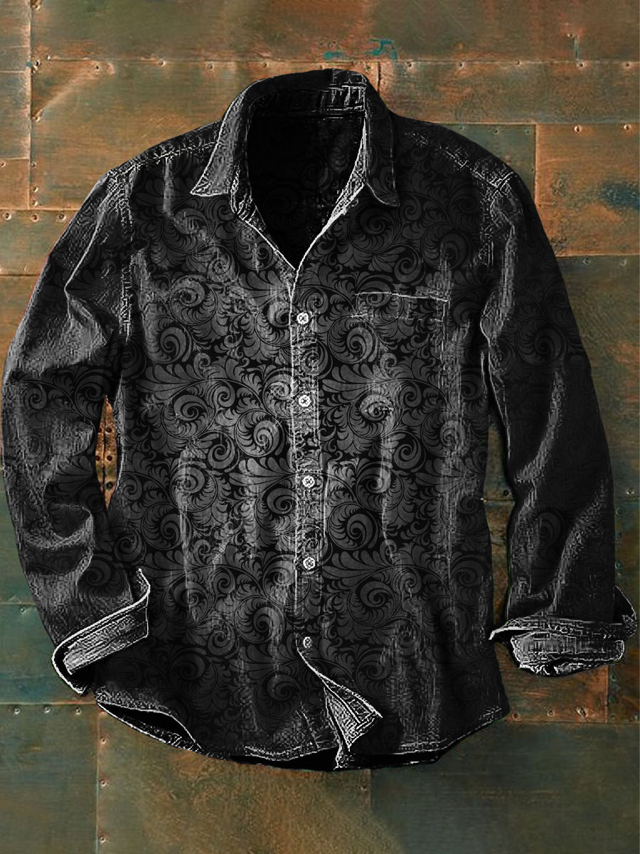 Mænds Vintage punk Gothic Art Print Casual Langærme skjorte