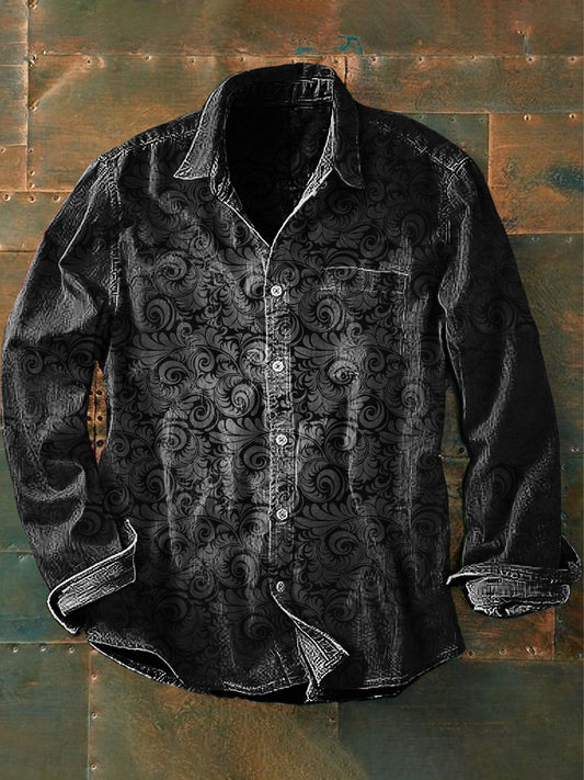 Mænds Vintage punk Gothic Art Print Casual Langærme skjorte