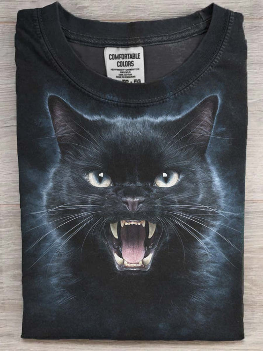Halloween vred kat udskrive Casual kortærme T-shirt