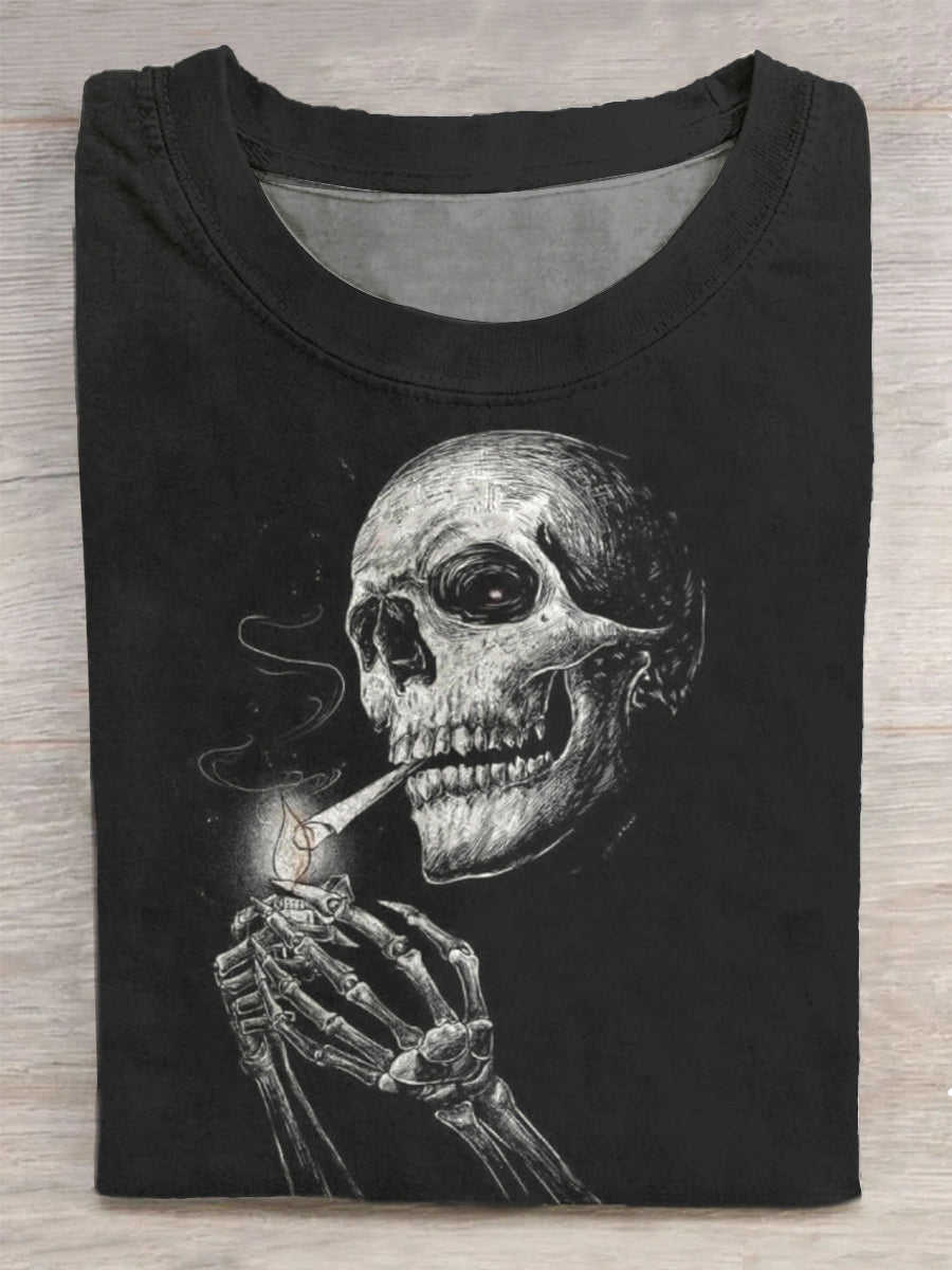 Unisex Skull rygning kunst print T-shirt