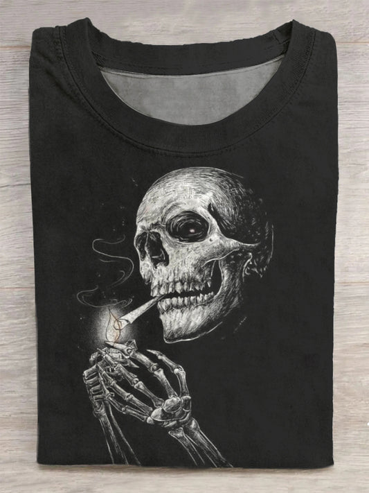 Unisex Skull rygning kunst print T-shirt