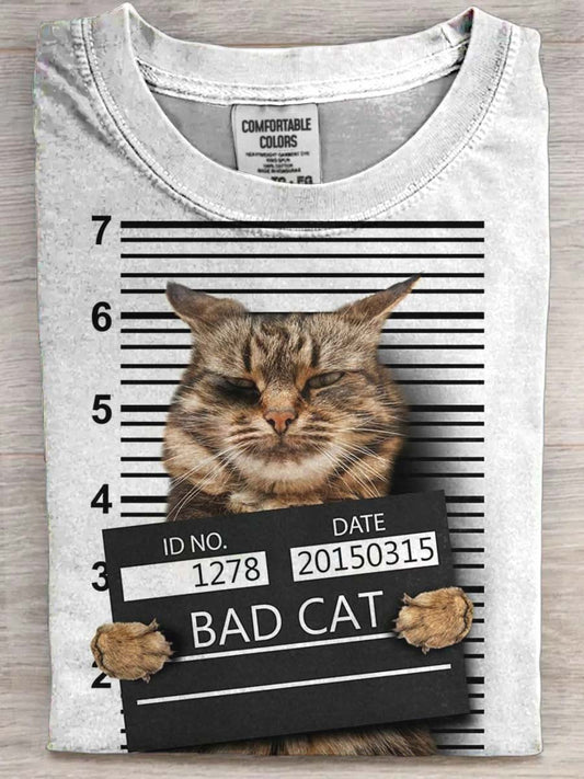 Sjov efterlyst dårlig kat Casual trykt kort ærme T-shirt