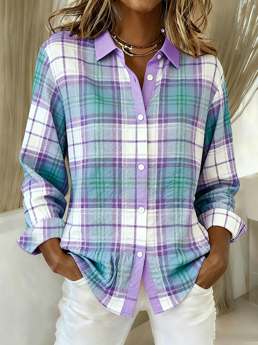 Kvinders Casual lilla plaid fortykket efterår og vinterskjort