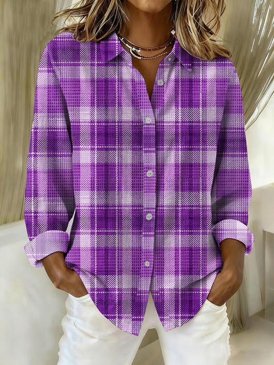 Kvinders Casual lilla plaid Print skjorte