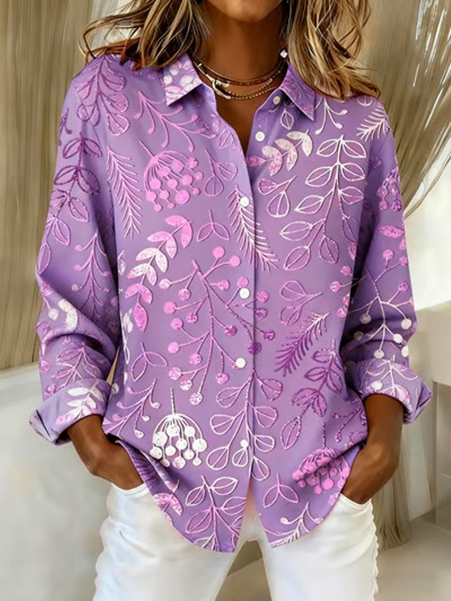 Kvinder Casual Lilla blomster Print skjorter