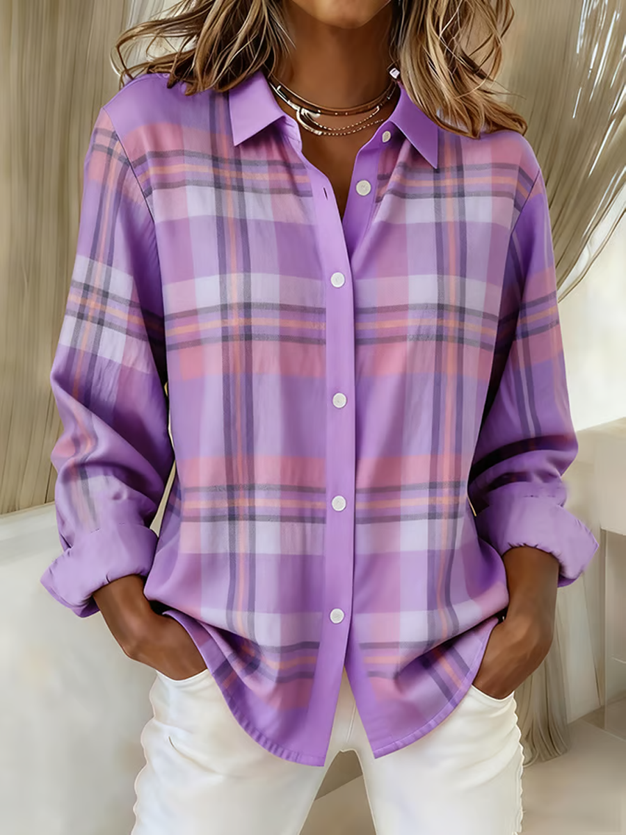 Kvinders Casual lilla plaid fortykket efterår og vinterskjort