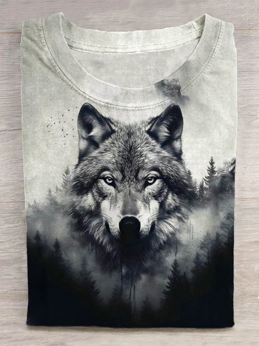 Unisex akvarelv ulv Abstrakt Print Design T-shirt