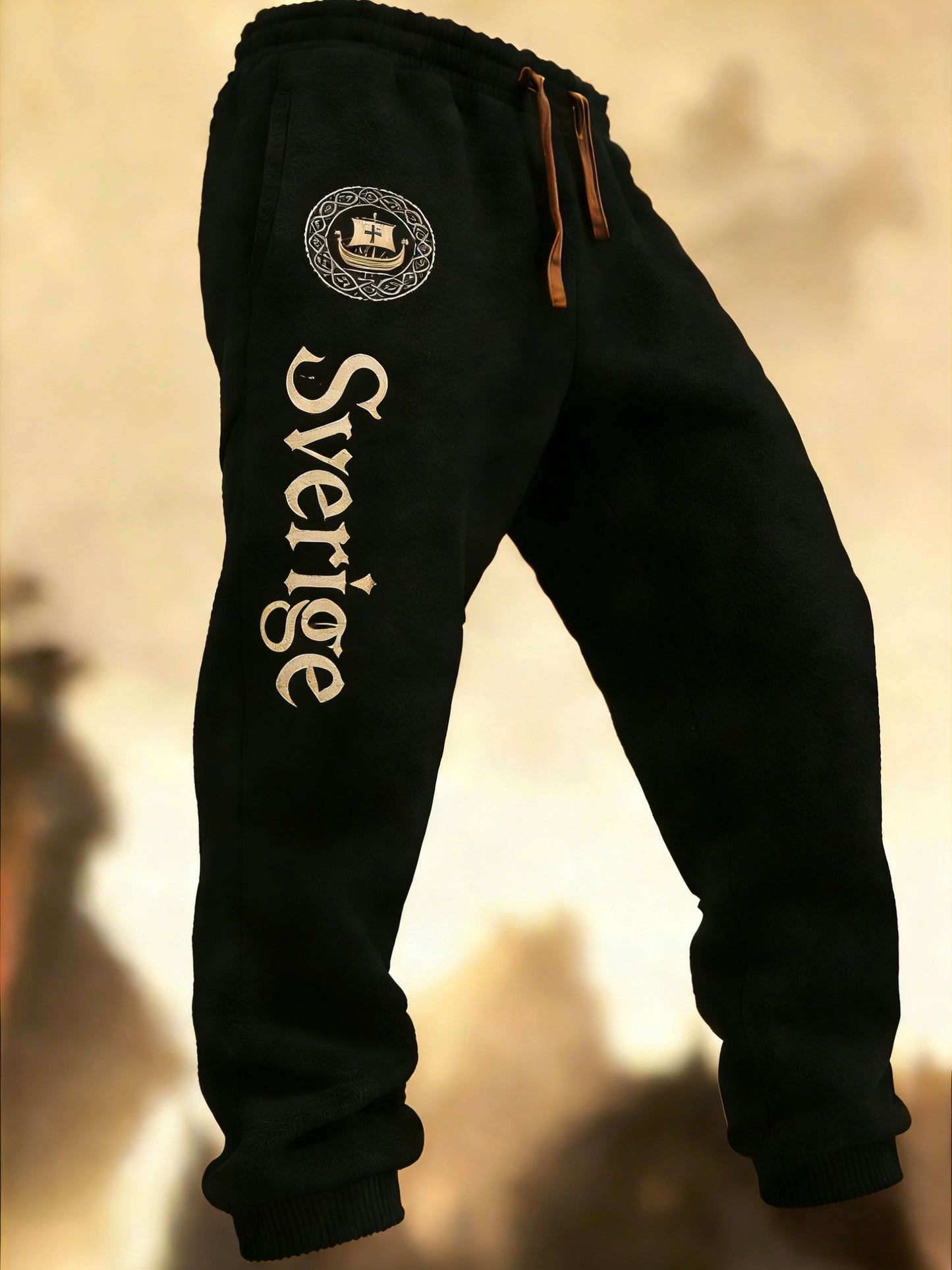 Mænds Retro Viking svensk flag badge Casual Buks