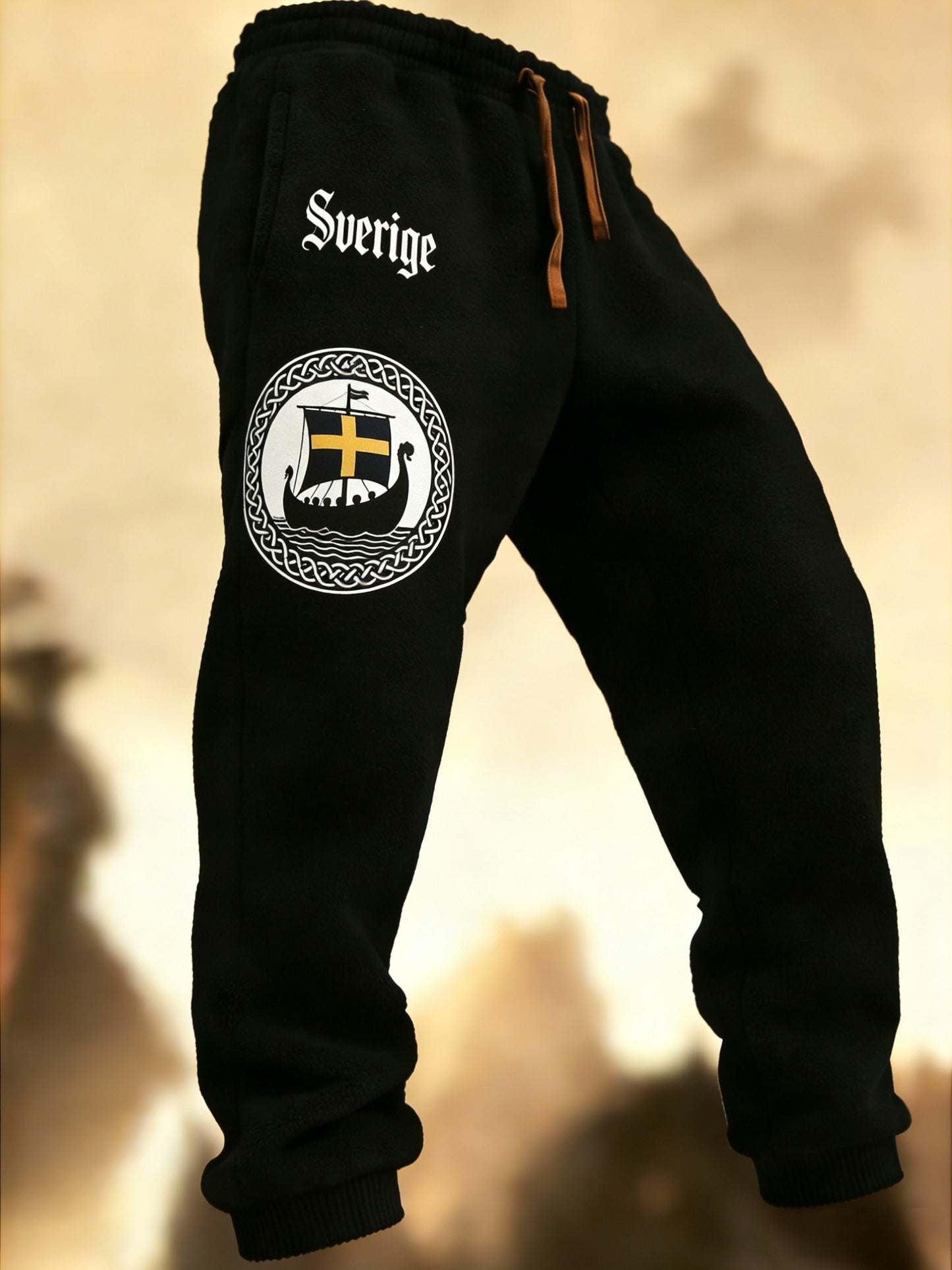 Mænds Retro Viking svensk flag badge Casual Buks