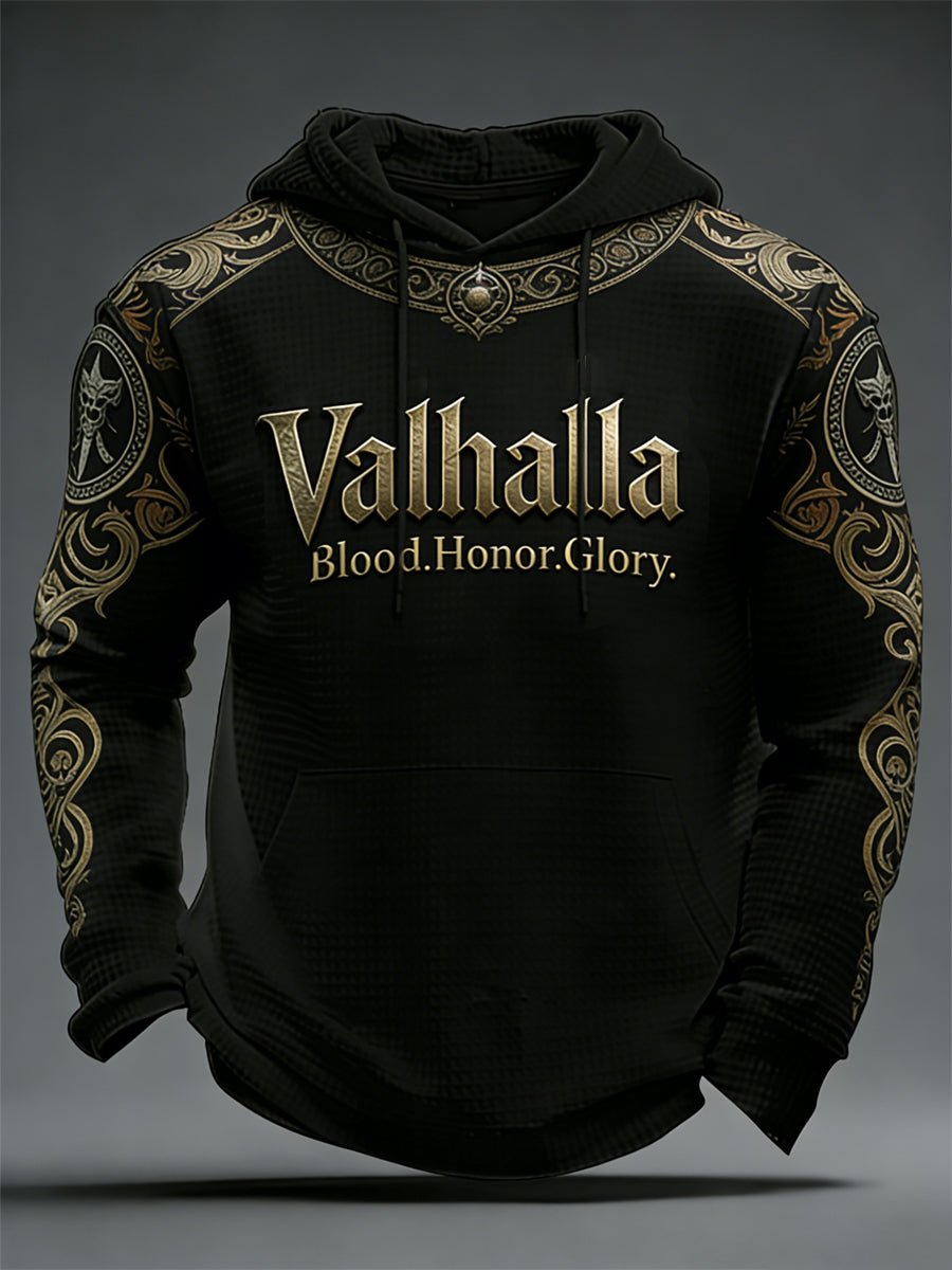 Mænds vikinge-stil Valhalla Waffele Hoodie Valhalla