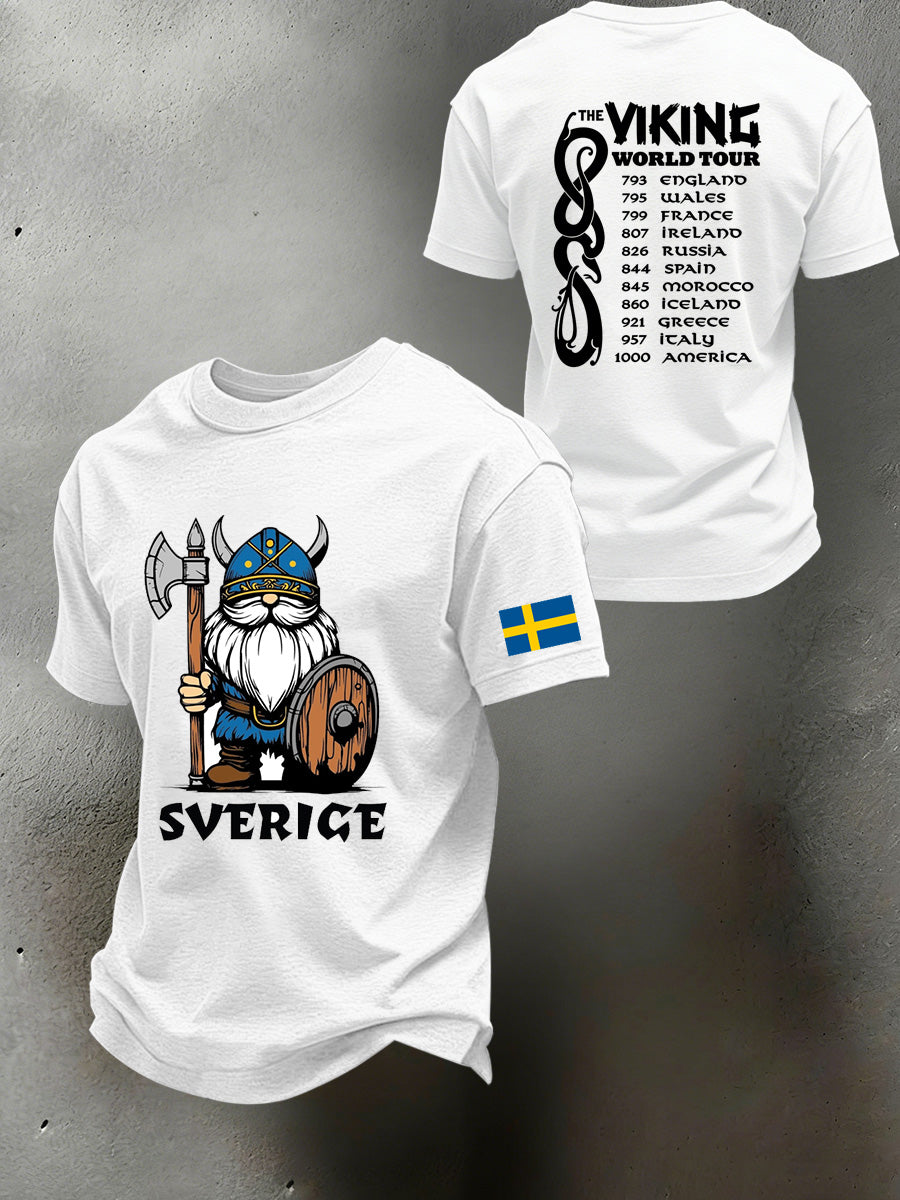 Mænds svensk Viking-tema trykt T-shirt
