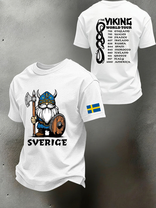 Mænds svensk Viking-tema trykt T-shirt
