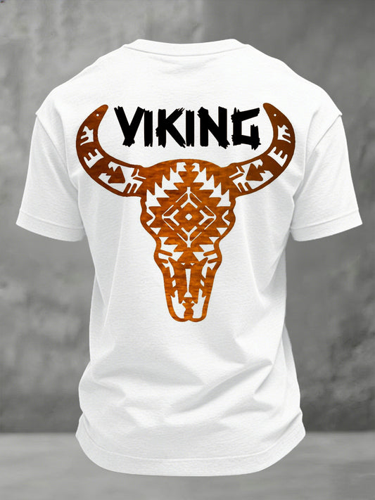 Mænds svensk Viking-tema trykt T-shirt