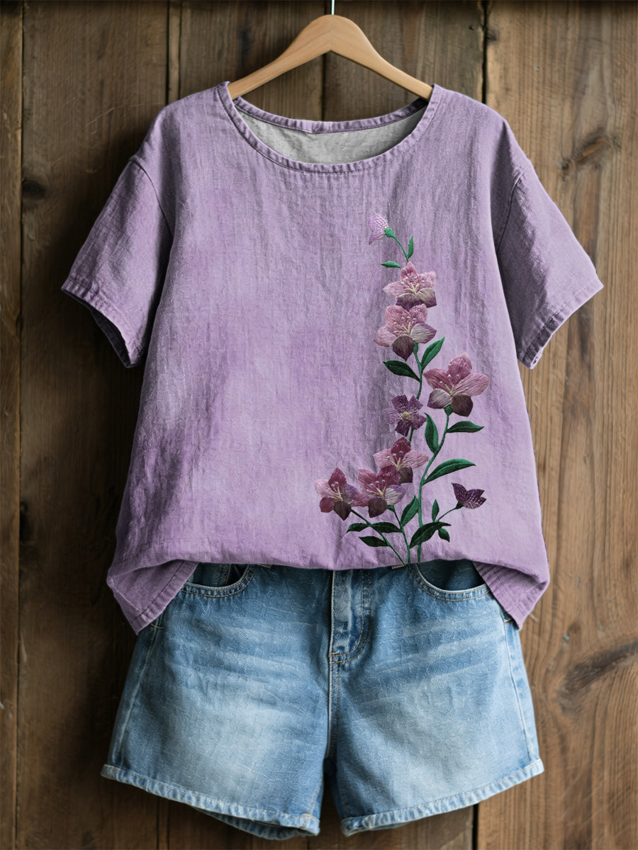 Kvinders planteflowerprint afslappet t-shirt
