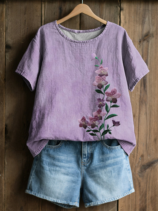 Kvinders planteflowerprint afslappet t-shirt