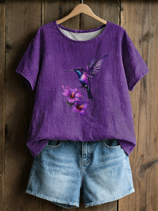 Kvinders planteflowerprint afslappet t-shirt