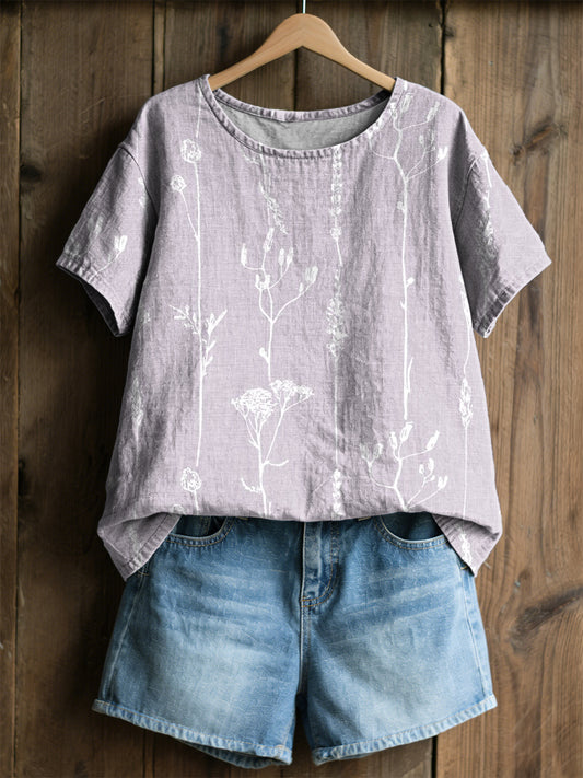 Kvinders planteflowerprint afslappet t-shirt