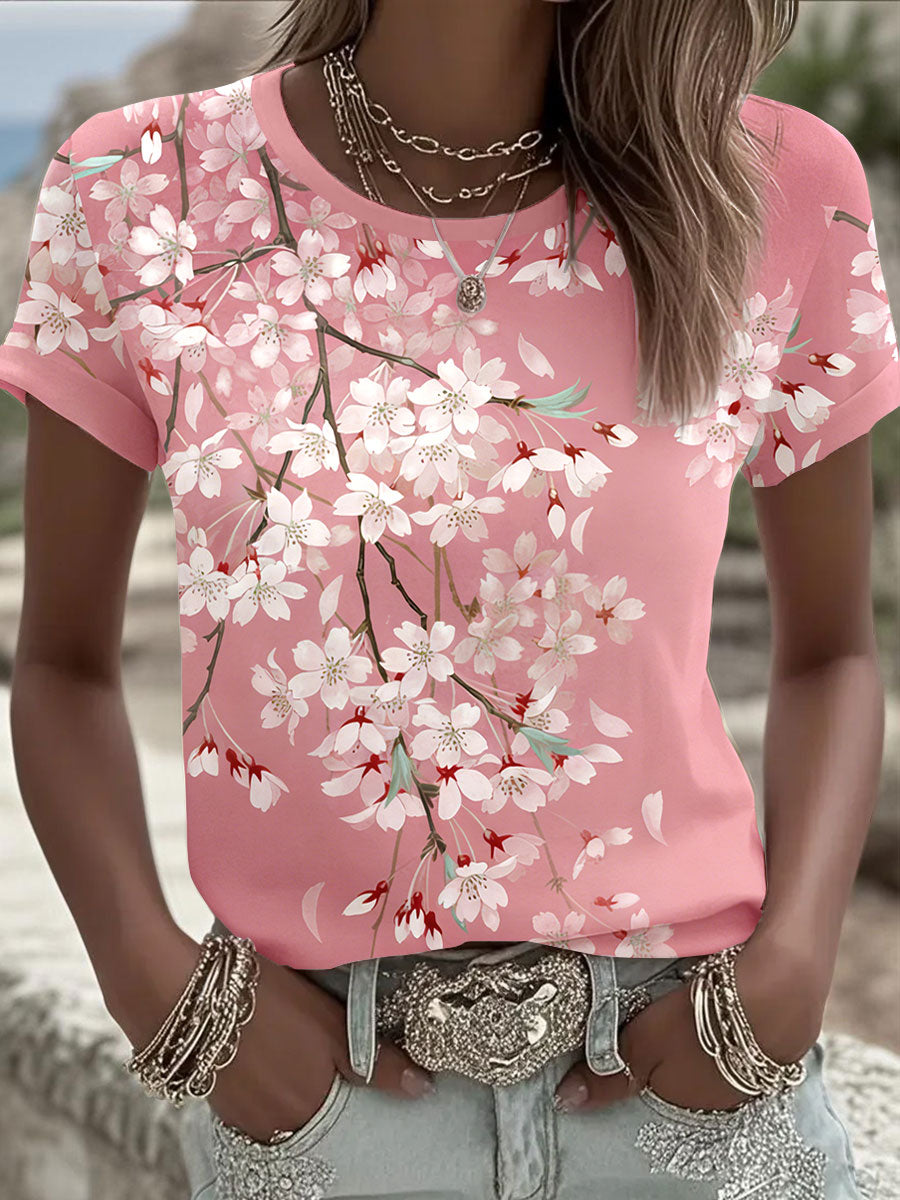 Kvinders kirsebær Blomster Festival Casual T-shirts