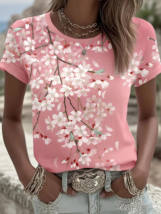 Kvinders kirsebær Blomster Festival Casual T-shirts