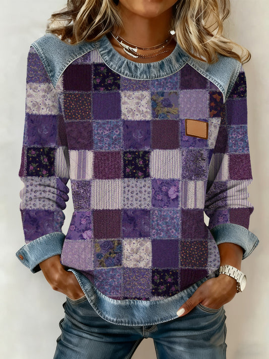 Kvinders Alzheimers bevidsthed Purple Blomster Patchwork hæte
