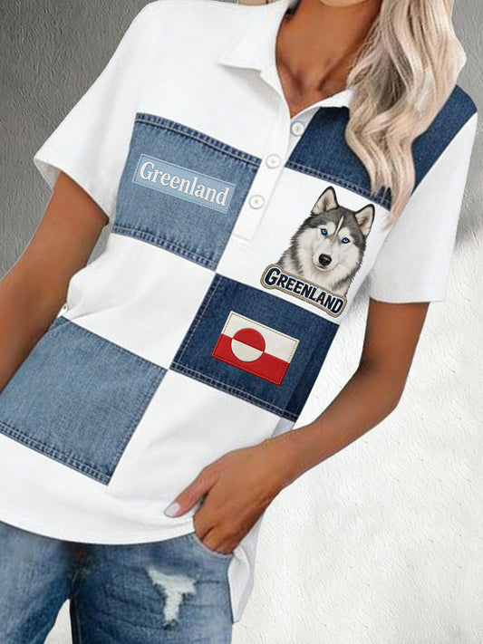 Kvinders danske grønlandshund Grønland fri element kunstprint polo
